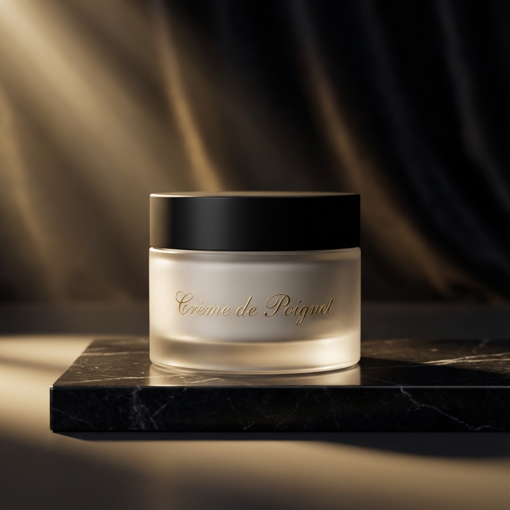 Crème de Poignet — marble flatlay, gold hardware